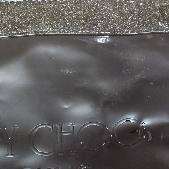 JIMMY CHOO Patent PVC BLACK Glossy XLarge Parfums Tote Bag Metallic Trim - Picture 7 of 9